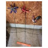 Spinning Yard Birds + Metal Yard Rooster