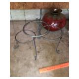 Metal Decorator Vase + Iron Dish Stand