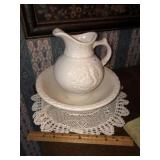 White Pitcher & Bowl Set