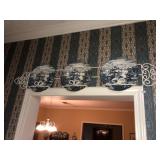 Blue Decorator Plates W/ Iron Display