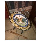 Rooster Decorator Platter & Iron Display Easel