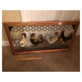 Framed Stained Glass Rooster Decor