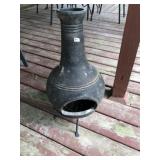 Small Clay Chimnea Fireplace  & Iron Stand