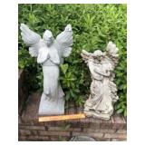 (2) Resin Angels + Rabbit Garden Stone