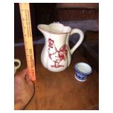 Rooster Pitcher + Blue Bowl