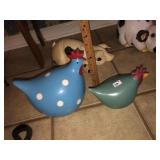 (2) Glazed Flaming Blue Hens