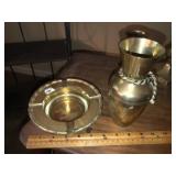 Heavy Brass Ash Tray + Vase