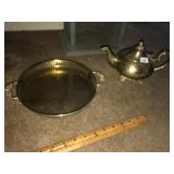 Brass Tea Pot & Serving Tray
