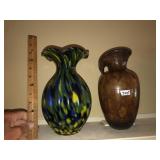 (2) Glass  Decorator Vases