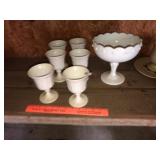 Vintage Milk Glass Goblets + Center Piece