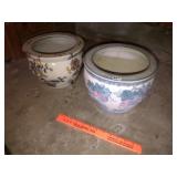 (2) Glazed Fish Bowl / Planters