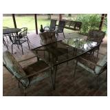 Glass Top Pool / Patio Table & Arm Chair Set
