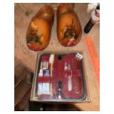Vintage Wood Shoes & NOS Travel Kit