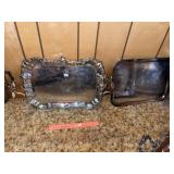 (3) Large Silver Plate Serving  Trays