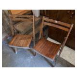 (2) Vintage Walnut Folding Chairs