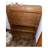 Antique Oak Secretary Desk w Barrister Bookcase