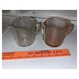 (2) Vintage Measuring Cups (Pink & Clear)