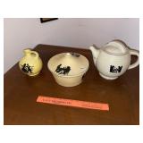 Vintage Silhouette Tea Pot & Bowl Set (Damage)