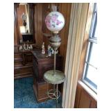 Vintage Parlor Lamp (Hand Painted Shade & Brass)
