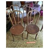Vintage Set of Bent Wood Pub Chairs (4 ~ Nice)