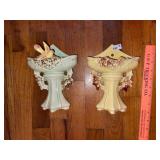 (2) Vintage McCoy Wall Pockets (1 bird Missing)
