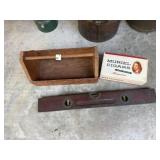 Vintage Wood Tool Box ~ Wood Level & Cigar Box