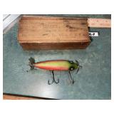 Vintage Wood Fish Lure & Wood Box