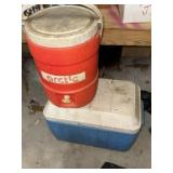 Ice Chest Cooler & Water Cooler (Orange & Blue)