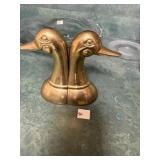 Pr of Brass Duck Head Bookends
