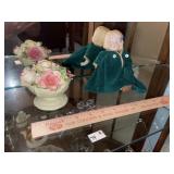 Vintage Porcelain Doll & Capidimonte Flower