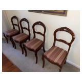 Nice Set of 4 Walnut Carved Dining Chairs
