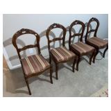 Nice Set of 4 Walnut Carved Dining Chairs