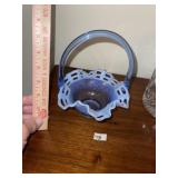 Vintage Fenton Blue Opalescent Basket