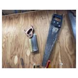 Hand Saws ~ Squares & Misc on Wall & Bench Top