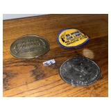 2 Vintage Brass NRA Collector Belt Buckles + Patch