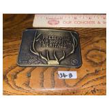 Vintage Brass NRA Collector Belt Buckle