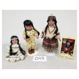 4 Native American Dolls