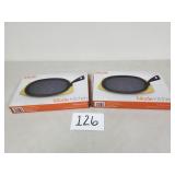 2 Mode Kitchen Fajita Pans with Wood Trays