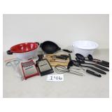 Plastic Bowls, Utensils, Cutting Board, Etc.