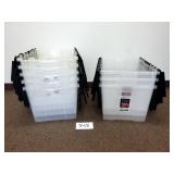 9 Plastic Storage Bins w/ Hinge Lids (No Ship)