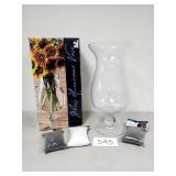 Glass Hurricane Vase + Decorative Sand (No Ship)