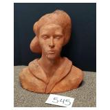 Signed Female Bust Clay Sculpture (No Ship)