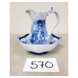 Limoges Hand Painted Pitcher & Basin (No Ship)