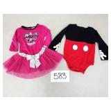 Mickey Onesie & Krazylegs Dress - Sz 12-18 Months
