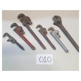 Lot of 5 Pipe Wrenches