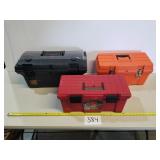 Lot of 3 Plastic Tool Storage Boxes