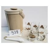 Vtg Georges Briard Ice Bucket & Ship-Themed Glasss