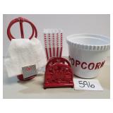 Ceramic Popcorn Bucket with Napking Holders, Etc.