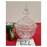 Crystal Glass Footed Candy Dish with Lid