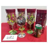 4 Lolita Hand-Painted Wine Glasses